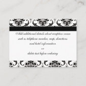 Black Damask Gelbe Hochzeitskarte Begleitkarte (Rückseite)