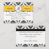 Black Damask Gelbe Hochzeitskarte Begleitkarte (Vorne/Hinten)