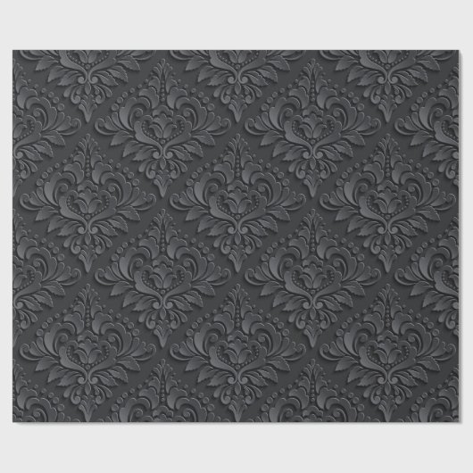 Black Damask Geschenkpapier (Flach)