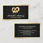 Black Damask Gold Bretzel Bäckerei Visitenkarte (Vorne/Hinten)