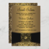 Black Damask Gold Class 16 . Geburtstag Party Einladung (Vorne/Hinten)