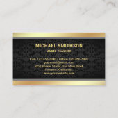 Black Damask Gold Foil Französischer Horn Music Le Visitenkarte (Rückseite)