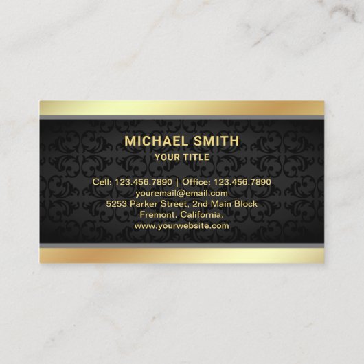 Black Damask Gold Foil Zuhause Logo Real Anwesen A Visitenkarte (Rückseite)