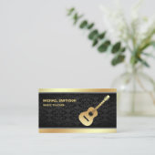 Black Damask Gold Gitarre Lehrer Gitarre Visitenkarte (Stehend Vorderseite)