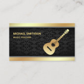 Black Damask Gold Gitarre Lehrer Gitarre Visitenkarte (Vorderseite)