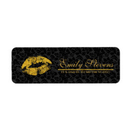 Black Damask Gold Glitzer Lippen