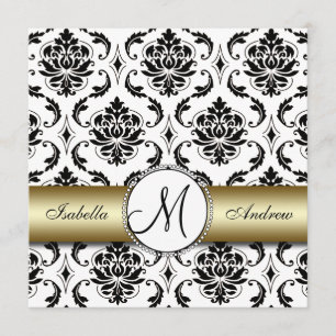 Black Damask Gold Hochzeit Einladung