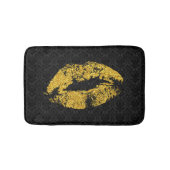 Black Damask & Gold Lippen Badematte (Vorderseite)