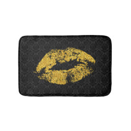 Black Damask & Gold Lippen Badematte