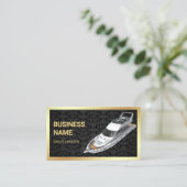 Black Damask Gold Luxus Yacht Charter Visitenkarte (Stehend Vorderseite)