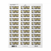 Black Damask Gold Monogram Rücksendeadresse (Vorne)