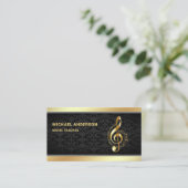 Black Damask Gold Musical Note Clef Music Teacher Visitenkarte (Stehend Vorderseite)