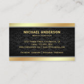 Black Damask Gold Musical Note Clef Music Teacher Visitenkarte (Rückseite)