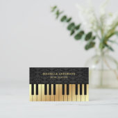 Black Damask Gold Piano Keyboard Teacher Pianist Visitenkarte (Stehend Vorderseite)