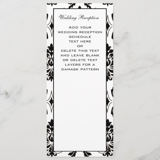 Black Damask Gold Wedding Menu Menükarte (Rückseite)