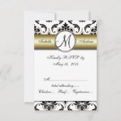 Black Damask Gold Wedding RSVP Karte (Rückseite)