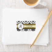 Black Damask Gold Wedding RSVP Rücksendeadresse Adressaufkleber (Insitu)