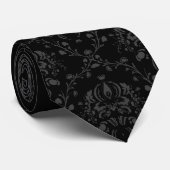 Black Damask Goth Krawatte (Gerollt)