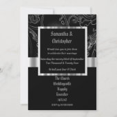 Black damask gothic wedding photo invitation einladung (Vorderseite)