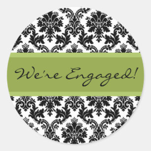 Black Damask & Green Umschlag Aufkleber Fevor Stic