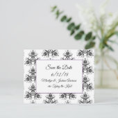Black Damask Hochzeitkarten Save the Date Postkart Postkarte (Stehend Vorderseite)