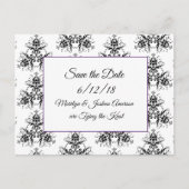 Black Damask Hochzeitkarten Save the Date Postkart Postkarte (Vorderseite)