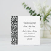 Black Damask Hochzeitseinladung - Anpassen Sie es  Einladung (Stehend Vorderseite)