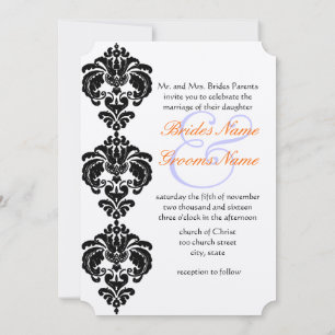 Black Damask Hochzeitseinladungen Einladung