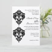 Black Damask Hochzeitseinladungen Einladung (Stehend Vorderseite)