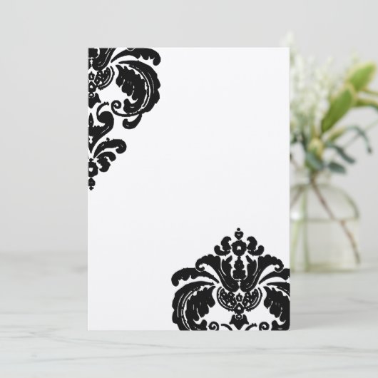 Black Damask Hochzeitseinladungen Einladung (Stehend Vorderseite)