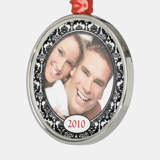 Black Damask Ihr Foto Weihnachtsschmuck (Links)