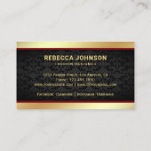 Black Damask Imitats Gold Foil Rote Krone Visitenkarte (Rückseite)