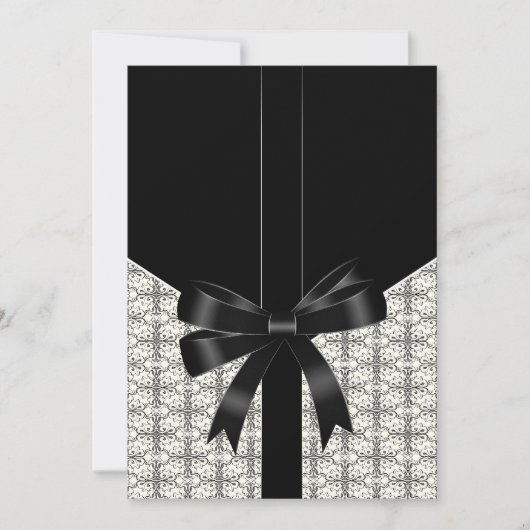 Black Damask Lace Bow Wedding 12x18 Einladungen (Vorderseite)