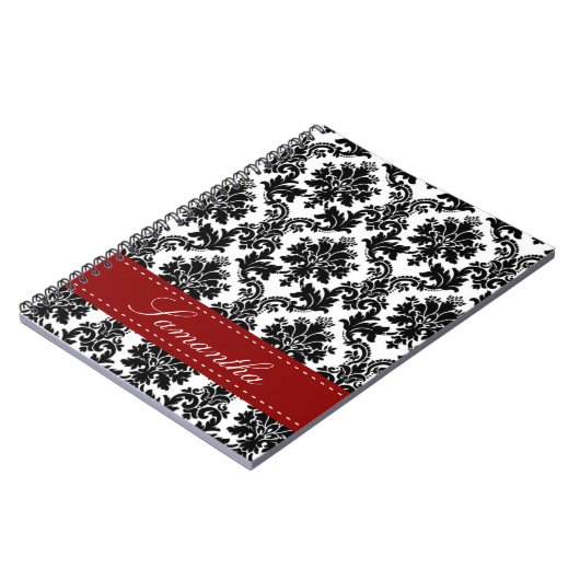 Black Damask Lace Broquade Brocade Spiral Notebook Notizblock (Linke Seite)