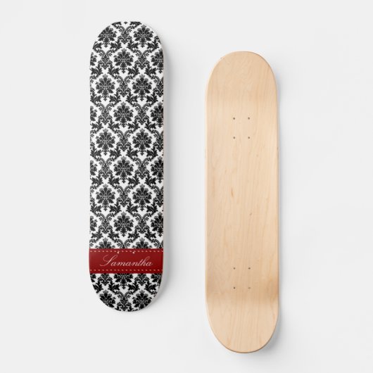 Black Damask Lace Broquade Comp Skateboard (Vorderseite)
