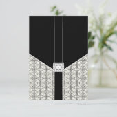Black Damask Lace Diamond Wedding RSVP Cards (Stehend Vorderseite)