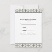 Black Damask Lace Diamond Wedding RSVP Cards Karte (Rückseite)