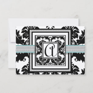 Black Damask mit Aqua Trim Wedding Einladung