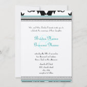 Black Damask mit Aqua Trim Wedding Einladung (Vorderseite)
