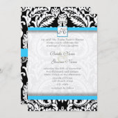 Black Damask mit Bright Aqua Wedding Einladungen (Vorne/Hinten)