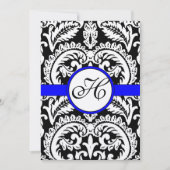 Black Damask mit Royal Blue Wedding Einladung (Vorderseite)