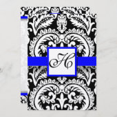 Black Damask mit Royal Blue Wedding Einladung (Vorne/Hinten)