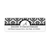 Black Damask Monogram Address Labels (Vorne)