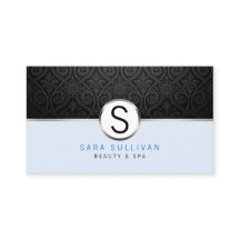 Black Damask Monogram Beauty Wellness-Center Busin