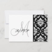 Black Damask Monogram Wedding RSVP (Vorderseite)