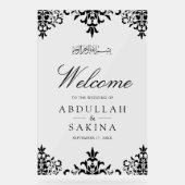 Black Damask Muslim Wedding Welcome Acrylschild (Vorderseite)