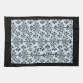 Black Damask Muster auf Grau Küchentüchern Geschirrtuch (Horizontal)