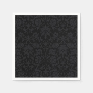 Black Damask Muster Floral Napkins Serviette