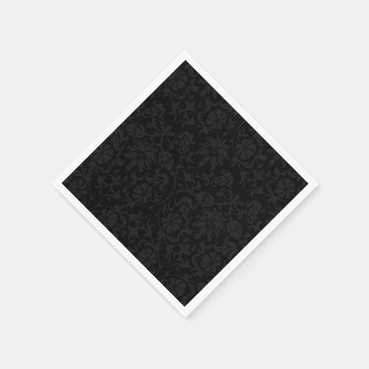 Black Damask Muster Floral Napkins Serviette (Ecke)