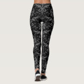 Black Damask Muster Women's Workout Leggings (Rückseite)